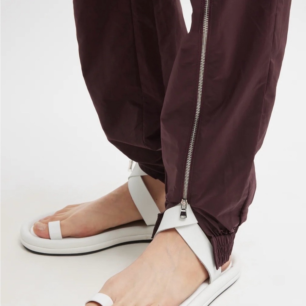 Women's Tibi Maroon Track Pants with Contrast zip down the front of the leg - Picture 2 of 5
